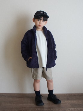 「UNIQLO（ユニクロ）のアイテム（ニット/セーター、ホワイト系）」を使った、R E Oさん（キッズ・110cm）の秋コーディネート