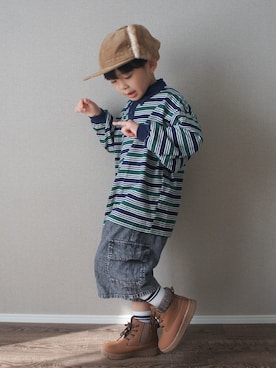 「アイテム（Tシャツ/カットソー）」を使った、R E Oさん（キッズ・110cm）の秋コーディネート