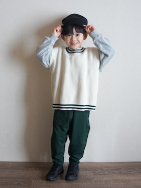 「GU（ジーユー）のアイテム」を使った、R E Oさん（キッズ・110cm）の冬コーディネート