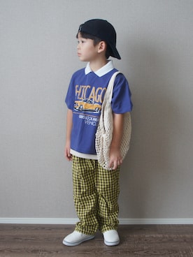 「GLOBAL WORK（グローバルワーク）のヘビロッTEEBOYS半袖/T/288523（Tシャツ/カットソー）」を使った、R E Oさん（キッズ・100cm）の夏コーディネート