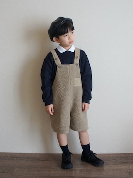 「UNIQLO（ユニクロ）のアイテム（ニット/セーター、ブルー系）」を使った、R E Oさん（キッズ・110cm）の秋コーディネート