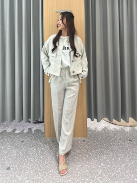 「160cm」｜「アイテム（ノーカラージャケット）」を使った、kahoさん（レディース・162cm）の春コーディネート