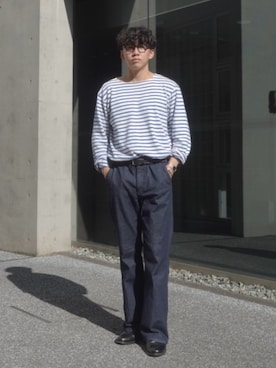 「アイテム（メガネ）」を使った、KENTO SHINKAIさん（メンズ・173cm）の夏コーディネート