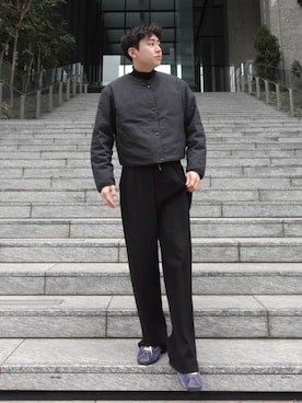 「アイテム（ノーカラージャケット）」を使った、KENTO SHINKAIさん（メンズ・173cm）の冬コーディネート