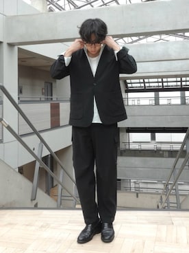 「アイテム（ノーカラージャケット）」を使った、KENTO SHINKAIさん（メンズ・173cm）の秋コーディネート