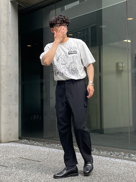 「アイテム（ローファー）」を使った、KENTO SHINKAIさん（メンズ・173cm）の夏コーディネート