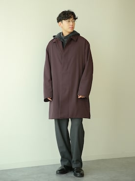 「アイテム（ステンカラーコート）」を使った、KENTO SHINKAIさん（メンズ・173cm）の秋コーディネート
