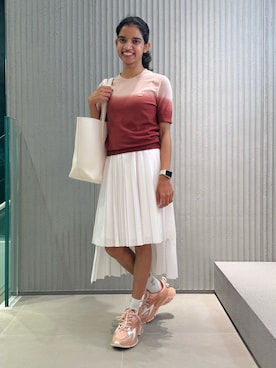 LACOSTEのスカート（ホワイト系）を使った「プリーツスカート