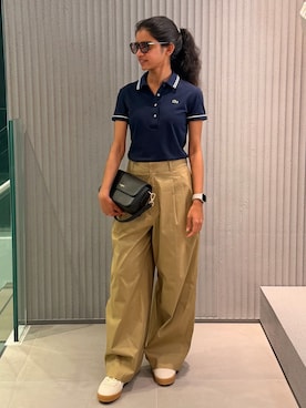 「LACOSTE（ラコステ）のアイテム（バッグ）」を使った、THINISHIさん（レディース・153cm）の春コーディネート