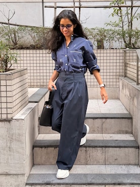 「LACOSTE（ラコステ）のアイテム」を使った、THINISHIさん（レディース・153cm）の春コーディネート