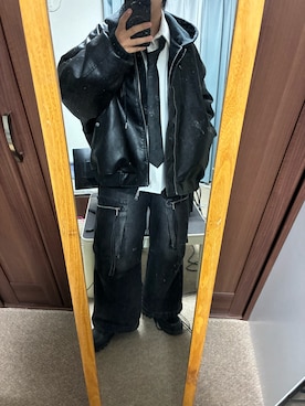 「アイテム（ネクタイ、ブラック系）」を使った、ながらみさん（メンズ・170cm）の冬コーディネート