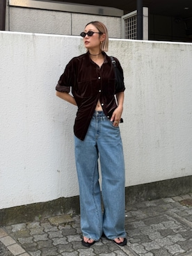 「Ungrid（アングリッド）のアイテム（パンツ）」を使った、吉本杏奈さん（レディース・164cm）の夏コーディネート