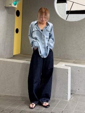 「Ungrid（アングリッド）のアイテム（パンツ）」を使った、吉本杏奈さん（レディース・164cm）の夏コーディネート