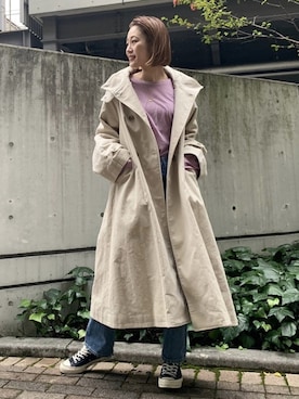 「Ungrid（アングリッド）のハイネックコーデュロイロングコート（その他アウター）」を使った、吉本杏奈さん（レディース・164cm）の冬コーディネート
