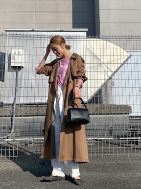 「アイテム（その他アウター、ブラウン系）」を使った、吉本杏奈さん（レディース・164cm）の春コーディネート