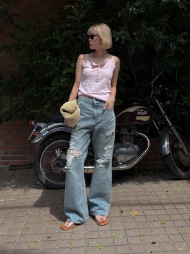 「Ungrid（アングリッド）のアイテム（バッグ）」を使った、吉本杏奈さん（レディース・164cm）の春コーディネート