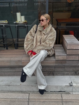 「アイテム（ダウンジャケット/コート）」を使った、吉本杏奈さん（レディース・164cm）の秋コーディネート