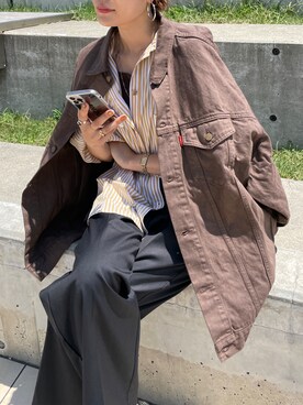 デニムジャケット ブラウン 茶色系 コーディネート Zozotown