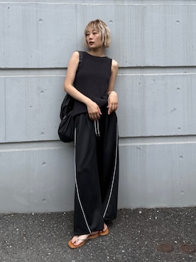 「Ungrid（アングリッド）のアイテム（パンツ）」を使った、吉本杏奈さん（レディース・164cm）の夏コーディネート