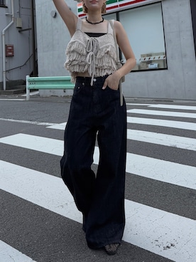 「インディゴデニム」｜吉本杏奈さん（レディース・164cm）の夏コーディネート