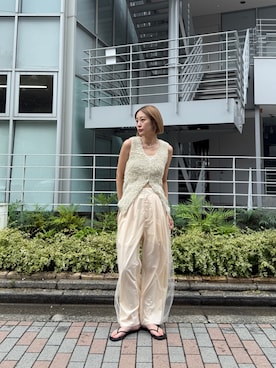 「アイテム（ニット/セーター）」を使った、吉本杏奈さん（レディース・164cm）の夏コーディネート
