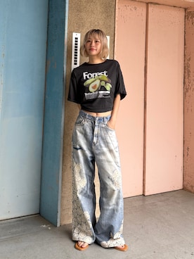 「Ungrid（アングリッド）のアイテム（Tシャツ/カットソー）」を使った、吉本杏奈さん（レディース・164cm）の春コーディネート
