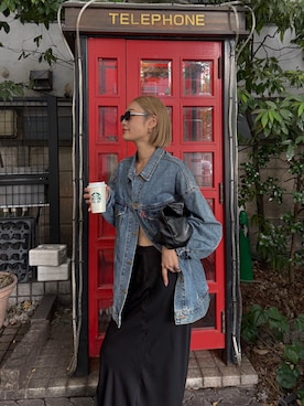 「アイテム（デニムジャケット）」を使った、吉本杏奈さん（レディース・164cm）の秋コーディネート