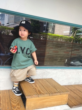 「アイテム（Tシャツ/カットソー）」を使った、小饅頭さん（キッズ・90cm）の夏コーディネート