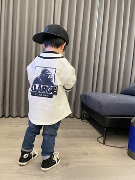 「アイテム（Tシャツ/カットソー）」を使った、小饅頭さん（キッズ・90cm）の秋コーディネート