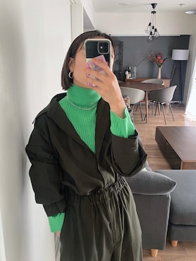 「アイテム（つなぎ/オールインワン）」を使った、MOMOKAさん（レディース・160cm）の秋コーディネート