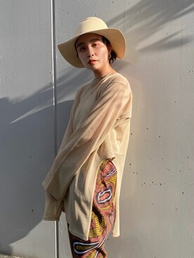 「Ungrid（アングリッド）のアイテム（ハット）」を使った、MOMOKAさん（レディース・160cm）の春コーディネート