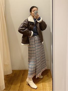 「Ungrid（アングリッド）のアイテム（ブルゾン）」を使った、MOMOKAさん（レディース・160cm）の秋コーディネート
