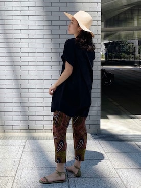 「ハーフスリーブ」｜MOMOKAさん（レディース・160cm）の夏コーディネート