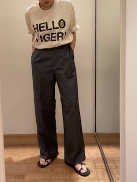 「ごきげんウィーク」｜「アイテム（Tシャツ/カットソー）」を使った、MOMOKAさん（レディース・160cm）の春コーディネート