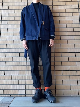 「CULLNI（クルニ）のアイテム（デニムジャケット）」を使った、KENTO.K【相互】さん（メンズ・168cm）の冬コーディネート
