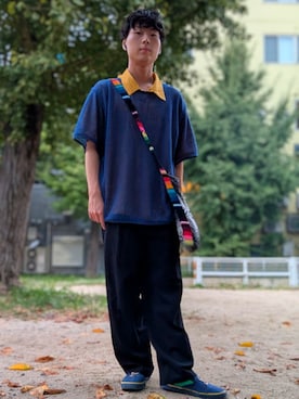 「アイテム（モカシン/デッキシューズ）」を使った、ウラノス🐳さん（メンズ・175cm）の秋コーディネート