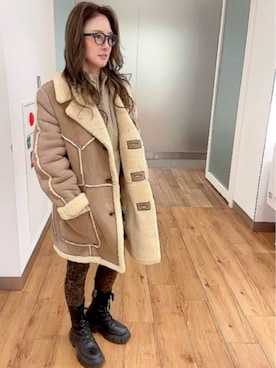 「アイテム（ムートンコート）」を使った、lllharukalllさん（レディース・160cm）の冬コーディネート