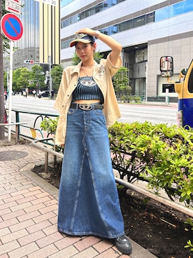 「アイテム（チューブトップ）」を使った、SUIさん（レディース・164cm）の秋コーディネート