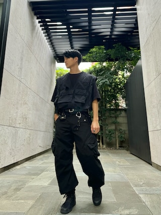 ご相談中　カジュアルパンツ　カーゴパンツ　ブラック ワイドカーゴパンツ | ファッション通販サイト NUGU