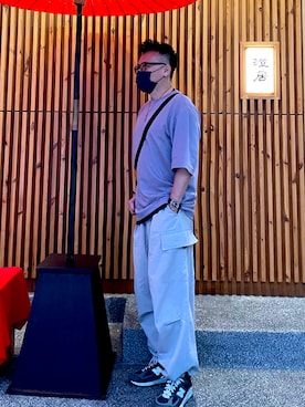 「niko and...（ニコアンド）のアイテム（チノパンツ）」を使った、Sam 66さん（メンズ・171cm）の夏コーディネート