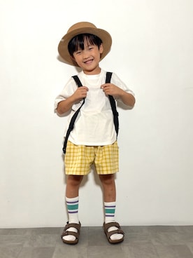 「GU（ジーユー）のアイテム」を使った、YU⭐︎さん（キッズ・100cm）の夏コーディネート