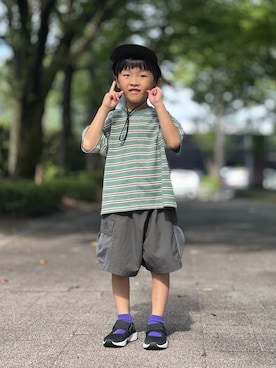 「devirock（デビロック）のアイテム（シューズ）」を使った、YU⭐︎さん（キッズ・100cm）の夏コーディネート
