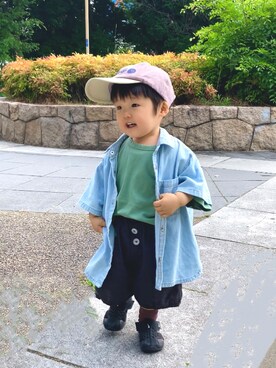 「アイテム（キャップ）」を使った、YU⭐︎さん（キッズ・80cm）の夏コーディネート