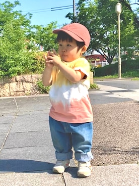 「アイテム（キャップ）」を使った、YU⭐︎さん（キッズ・80cm）の春コーディネート