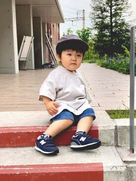 「アイテム（キャップ）」を使った、YU⭐︎さん（キッズ・80cm）の春コーディネート