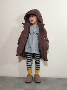 「アイテム（レギンス/スパッツ）」を使った、YU⭐︎さん（キッズ・100cm）の冬コーディネート