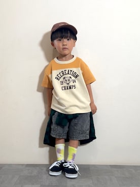 「アイテム（キャップ）」を使った、YU⭐︎さん（キッズ・100cm）の夏コーディネート