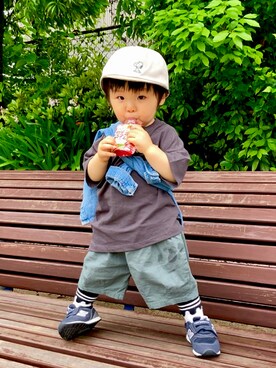 「アイテム（キャップ）」を使った、YU⭐︎さん（キッズ・80cm）の春コーディネート