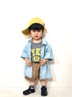 「アイテム（キャップ）」を使った、YU⭐︎さん（キッズ・80cm）の夏コーディネート