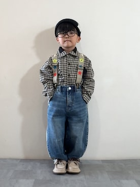 「アイテム（サスペンダー）」を使った、YU⭐︎さん（キッズ・100cm）の秋コーディネート